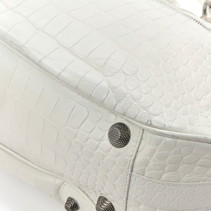 Balenciaga Extra Supple Calfskin Crocodile Embossed Medium Le Cagole Shoulder Bag White 18 of 18