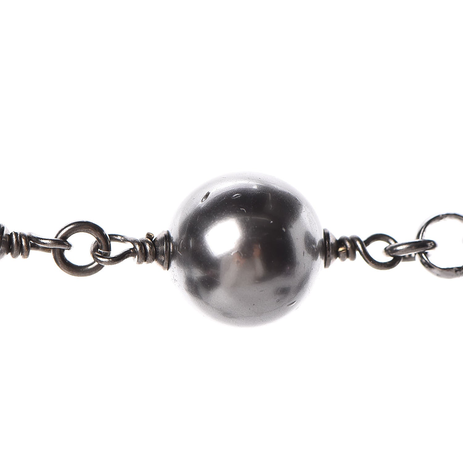 Chanel Crystal Pearl Beaded CC Long Necklace Grey 6 of 9