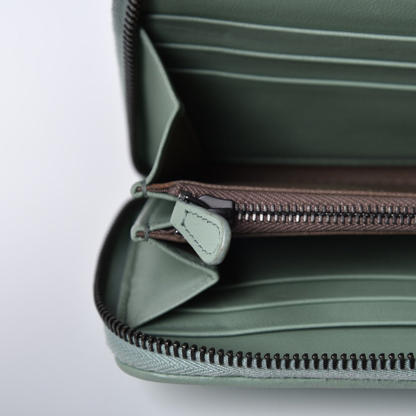 Nappa Intrecciato Zip Around Wallet Light Green