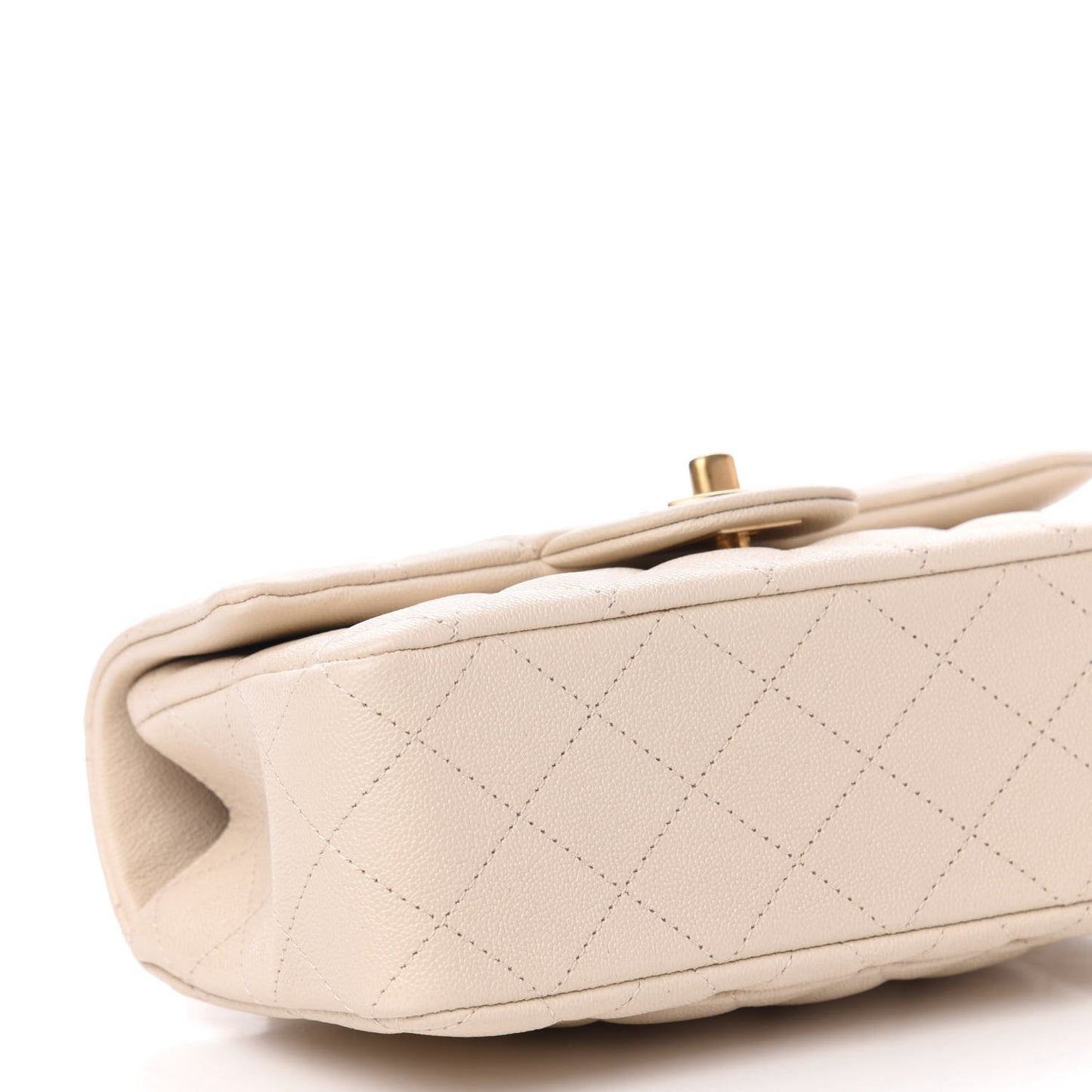 Caviar Quilted Mini Top Handle Rectangular Flap Beige