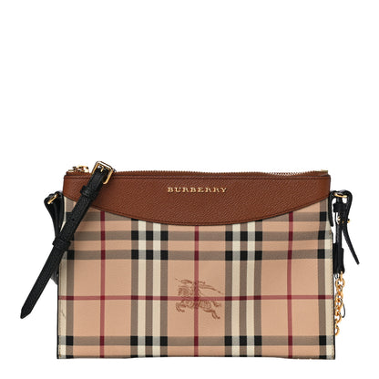 Burberry Haymarket Check Peyton Crossbody Clutch Bag Toffee 1 of 10
