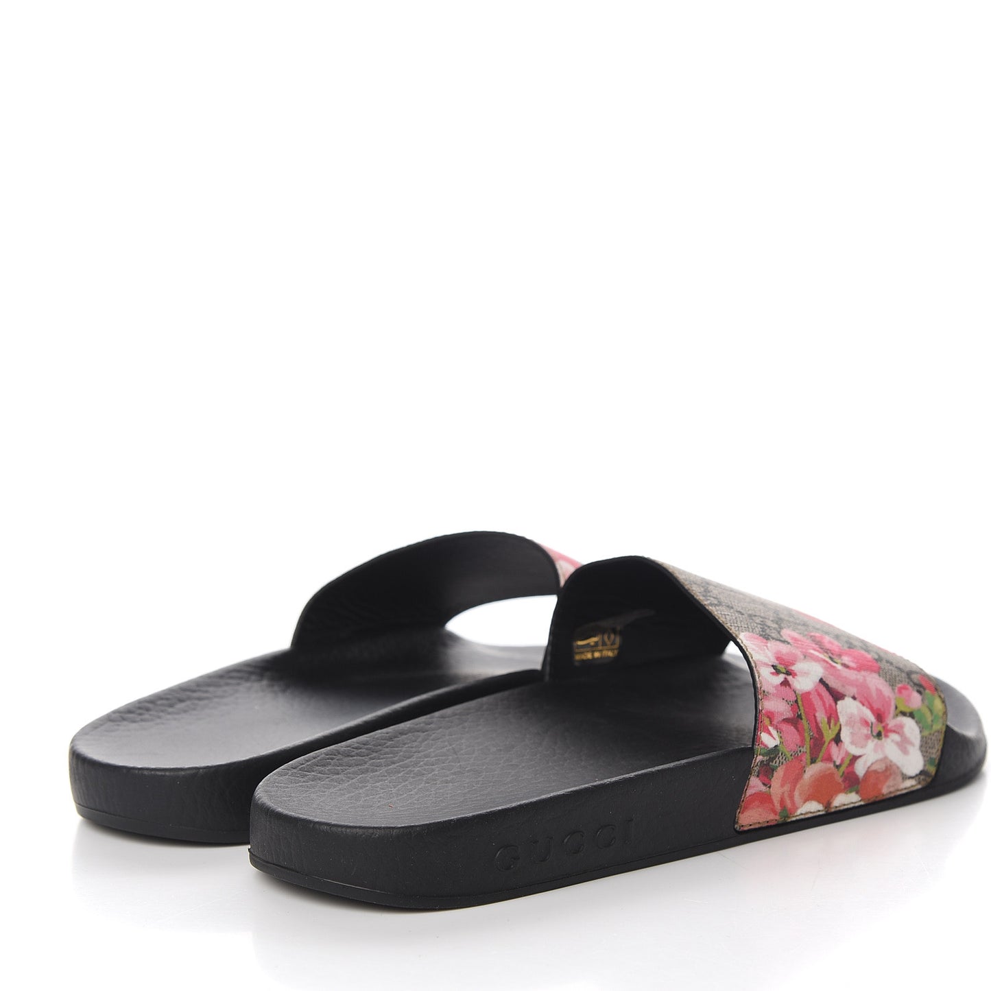 GG Supreme Monogram Blooms Slide Sandals 37 Beige Multicolor