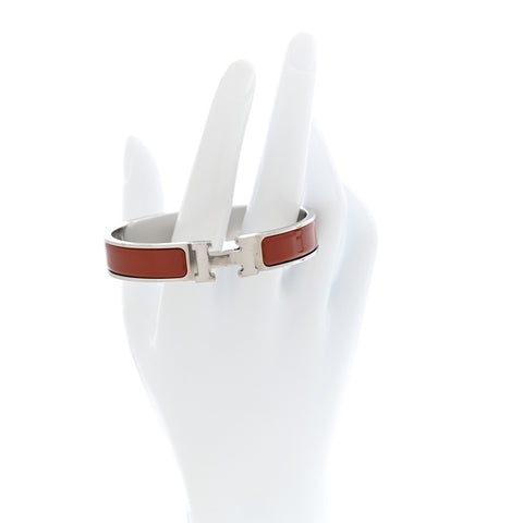 Enamel Narrow Clic Clac H Bracelet GM Terracotta