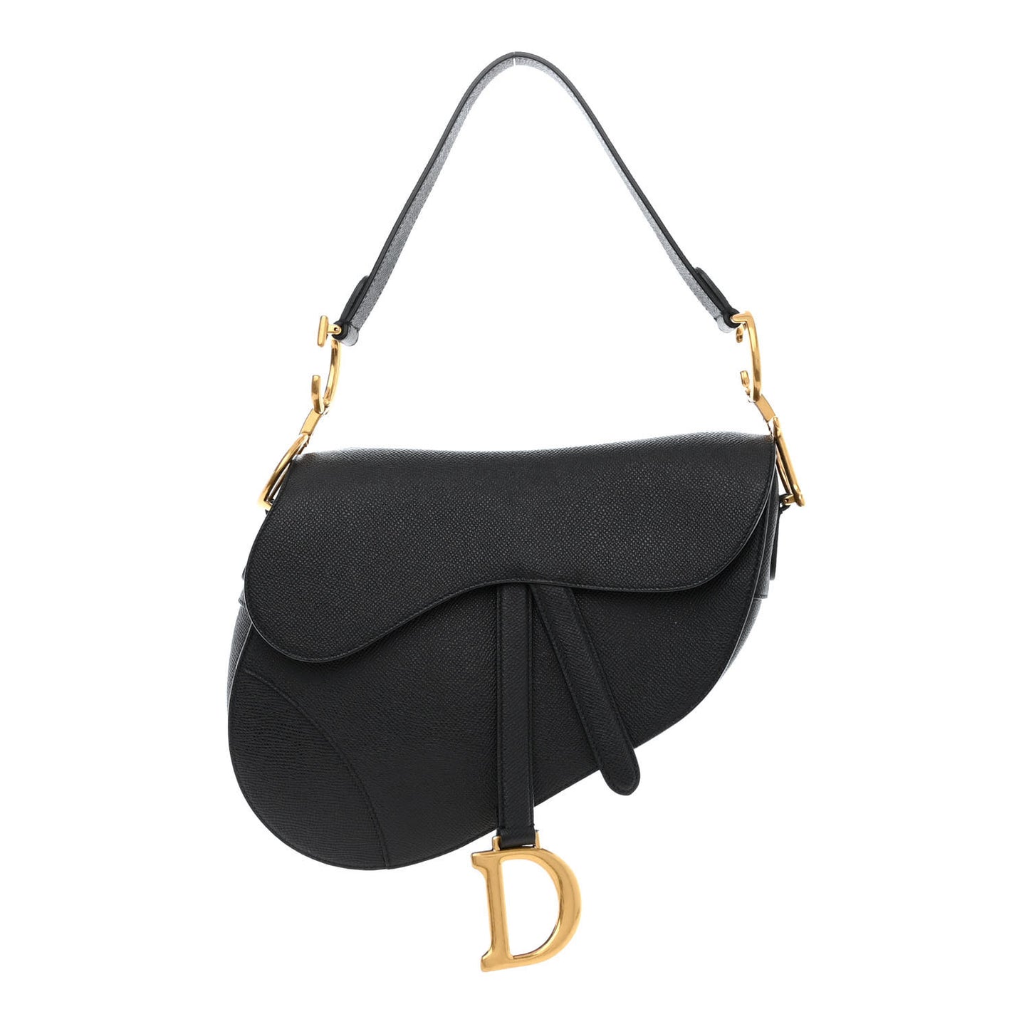 Grained Calfskin Saddle Bag Black
