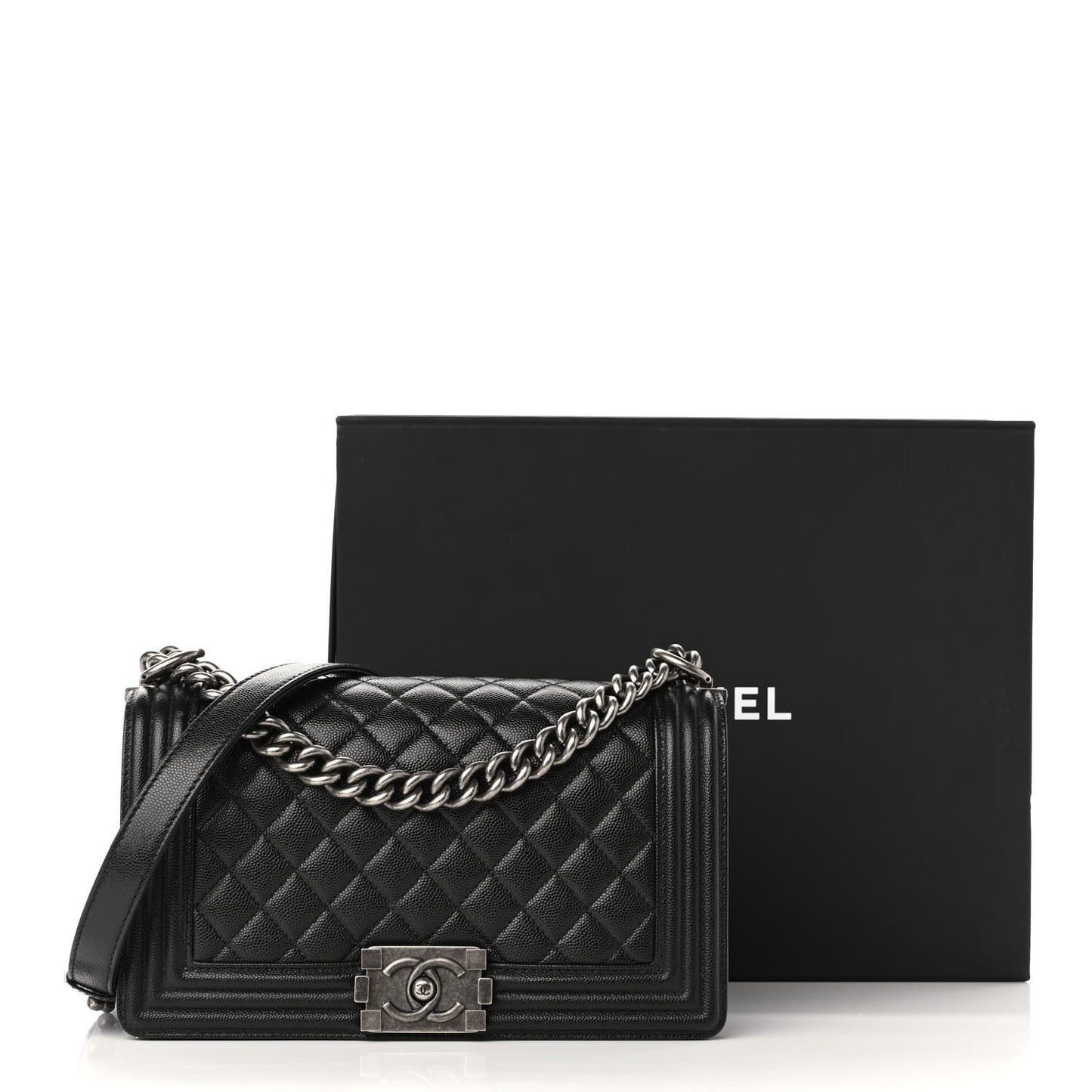 Caviar Quilted Medium Boy Flap Black