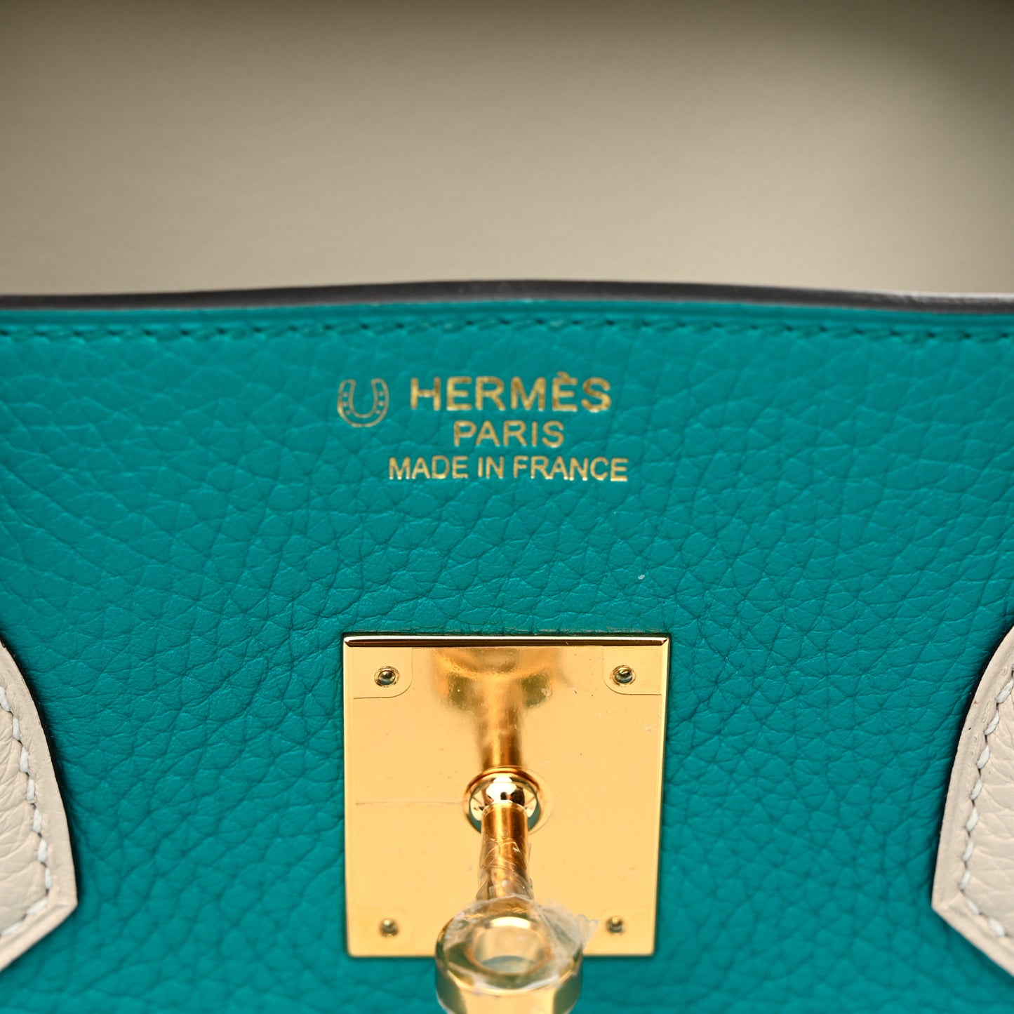 Taurillon Clemence Horseshoe Birkin 35 Bleu Paon Beton