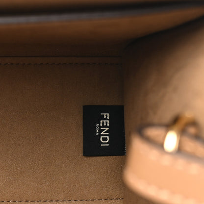 Fendi Fabric Jacquard FF 1974 Logo Small Fendi Sunshine Shopper Tote Tobacco Moro Sand 5 of 11