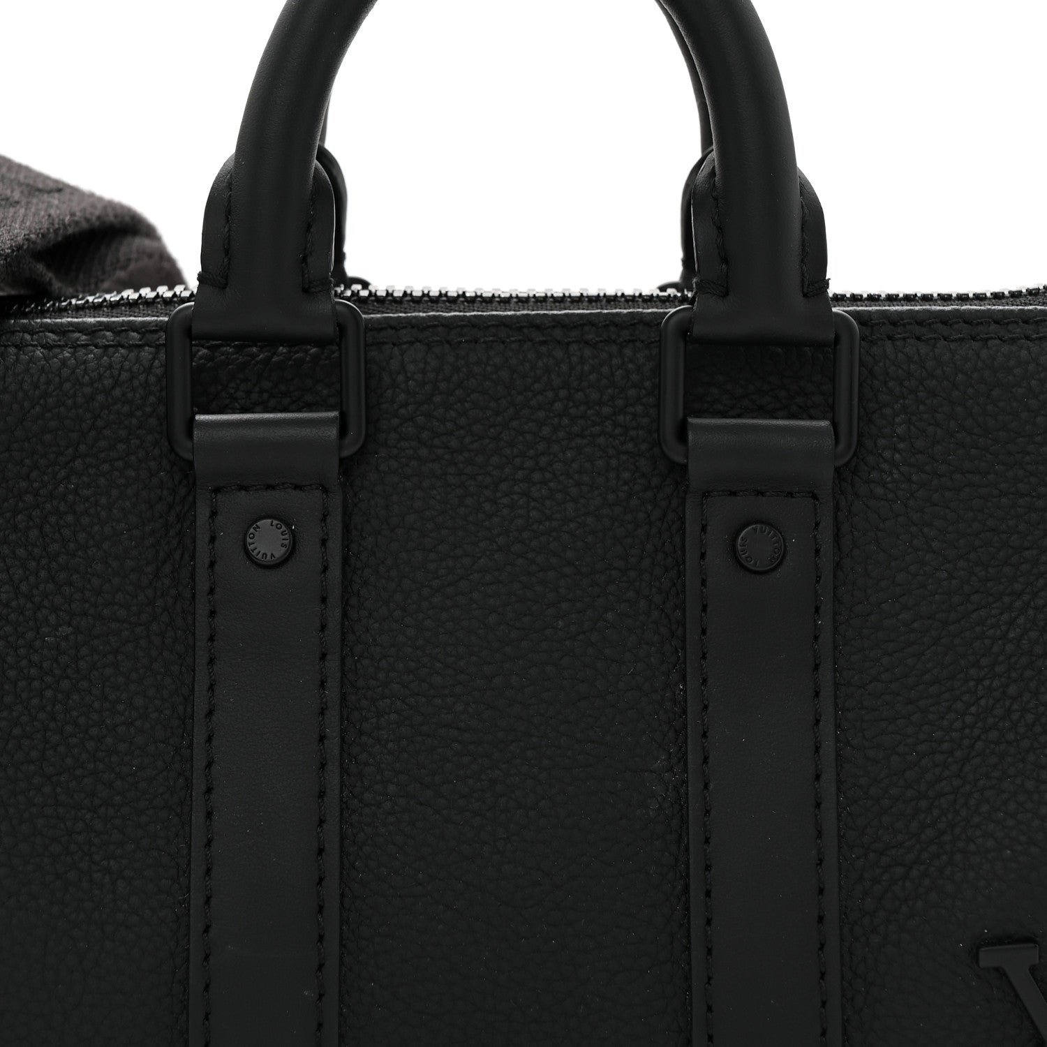 Louis Vuitton Grained Calfskin Aerogram Keepall XS Black 7 of 9