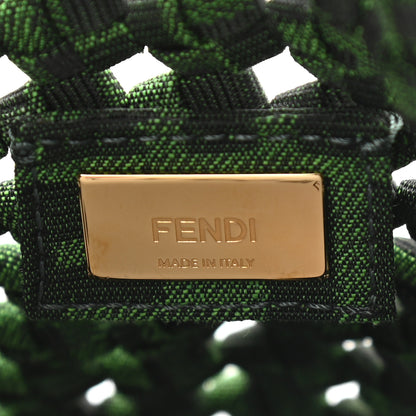 Fendi Fabric Jacquard F is Fendi FF 1974 Woven Knotted Mini Mon Tresor Bucket Bag Verde Black 6 of 8