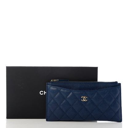 Chanel Iridescent Caviar Quilted Classic Zip Pouch Navy 9 of 9
