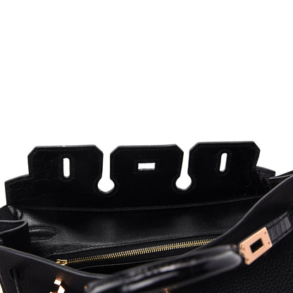 Hermes Togo Shiny Niloticus Crocodile Birkin Touch 25 Black 19 of 36