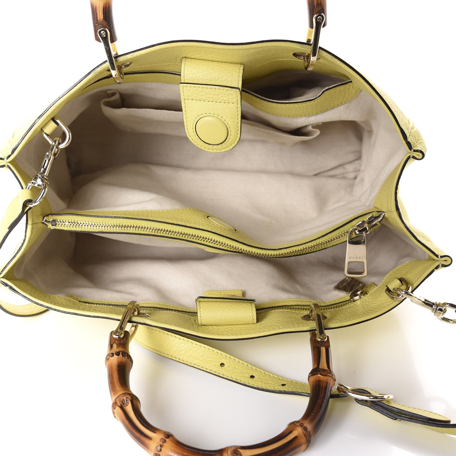 Gucci Pebbled Calfskin Medium Bamboo Shopper Tote Citrus 4 of 10