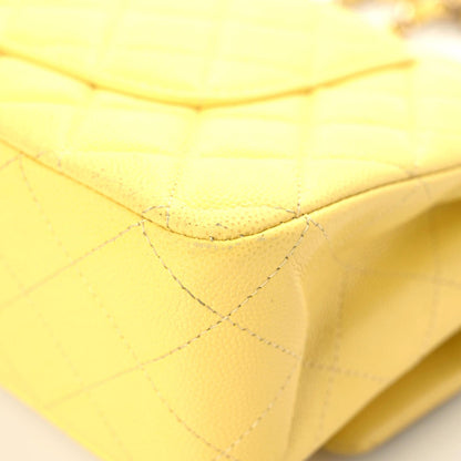 Chanel Caviar Quilted Medium Double Flap Yellow 7 of 20