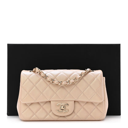 Chanel Iridescent Calfskin Quilted Mini Rectangular Flap Beige 12 of 12