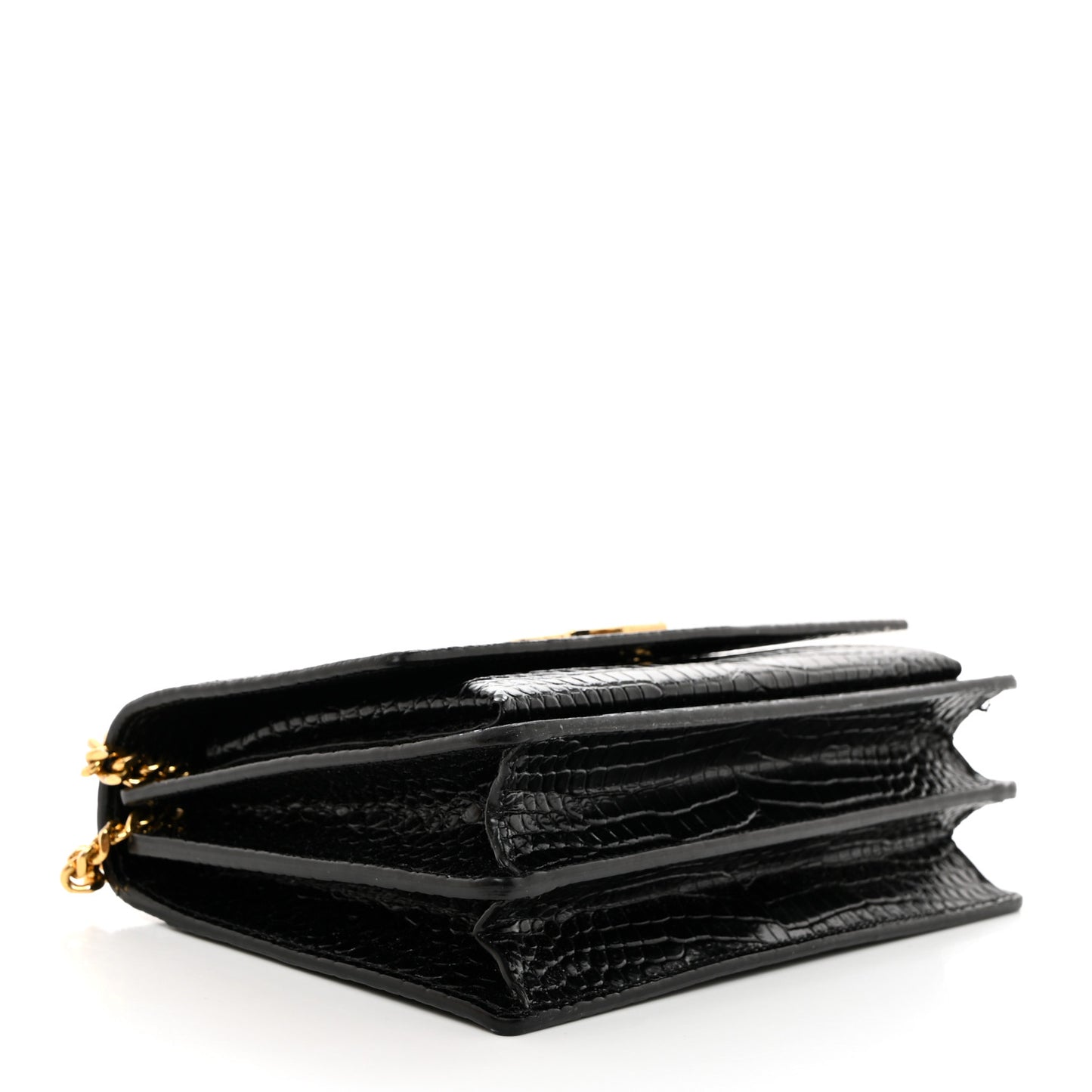 Calfskin Crocodile Embossed Medium Monogram Sunset Black