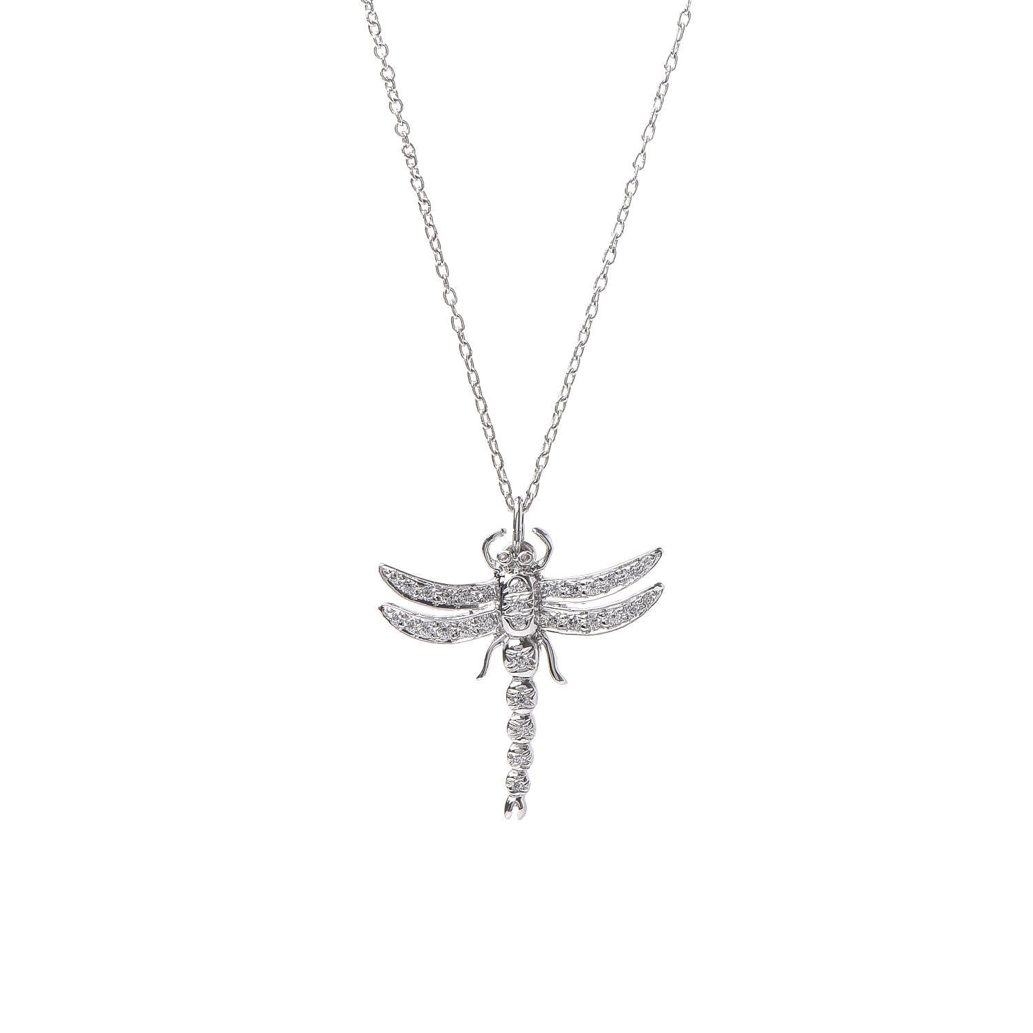 Tiffany Platinum Diamond Dragonfly Pendant Necklace 4 of 7
