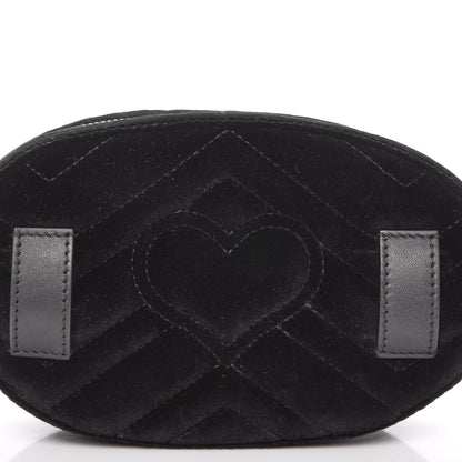 Gucci Velvet Matelasse GG Marmont Belt Bag 85 34 Black 12 of 13