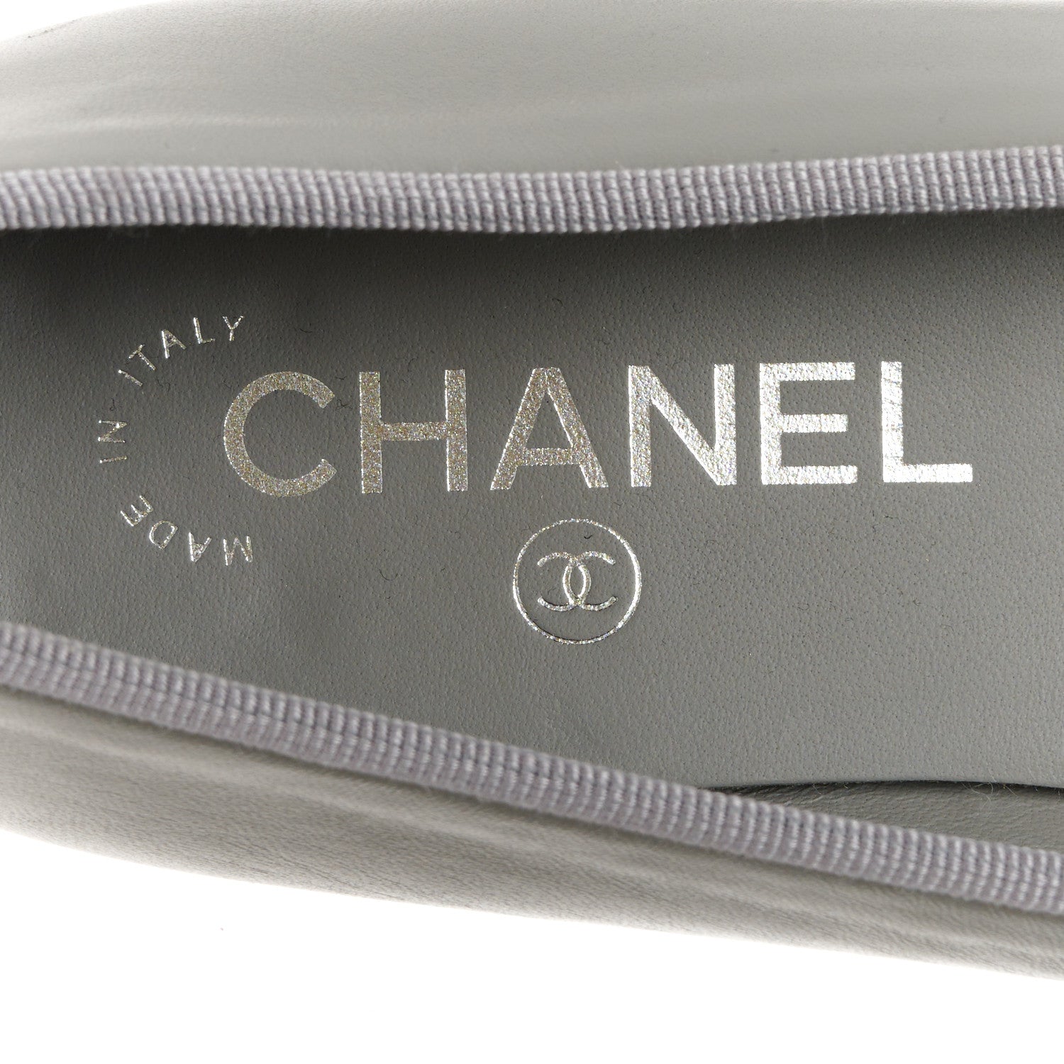 Chanel Lambskin Cap Toe CC Ballerina Flats 38.5 Grey Black 7 of 10