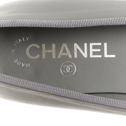 Chanel Lambskin Cap Toe CC Ballerina Flats 38.5 Grey Black 7 of 10