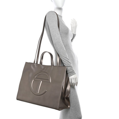 Telfar Metallic Vegan Leather Large Shopping Bag Bronze 2 of 11