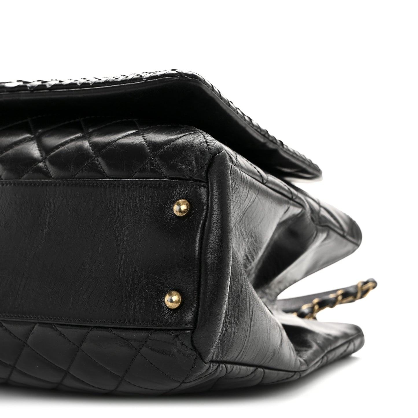 Snakeskin Glazed Calfskin Quilted Urban Mix Tote Black