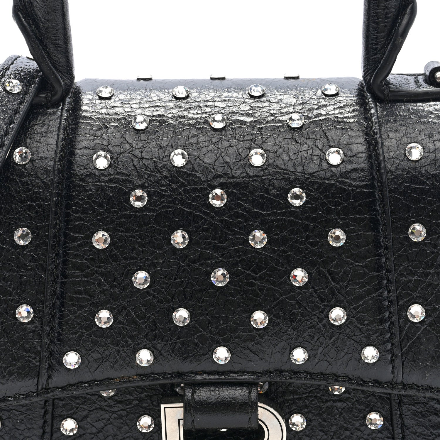 Balenciaga Strass Suede Hourglass Top Handle Bag XS Black Jet 7 of 9