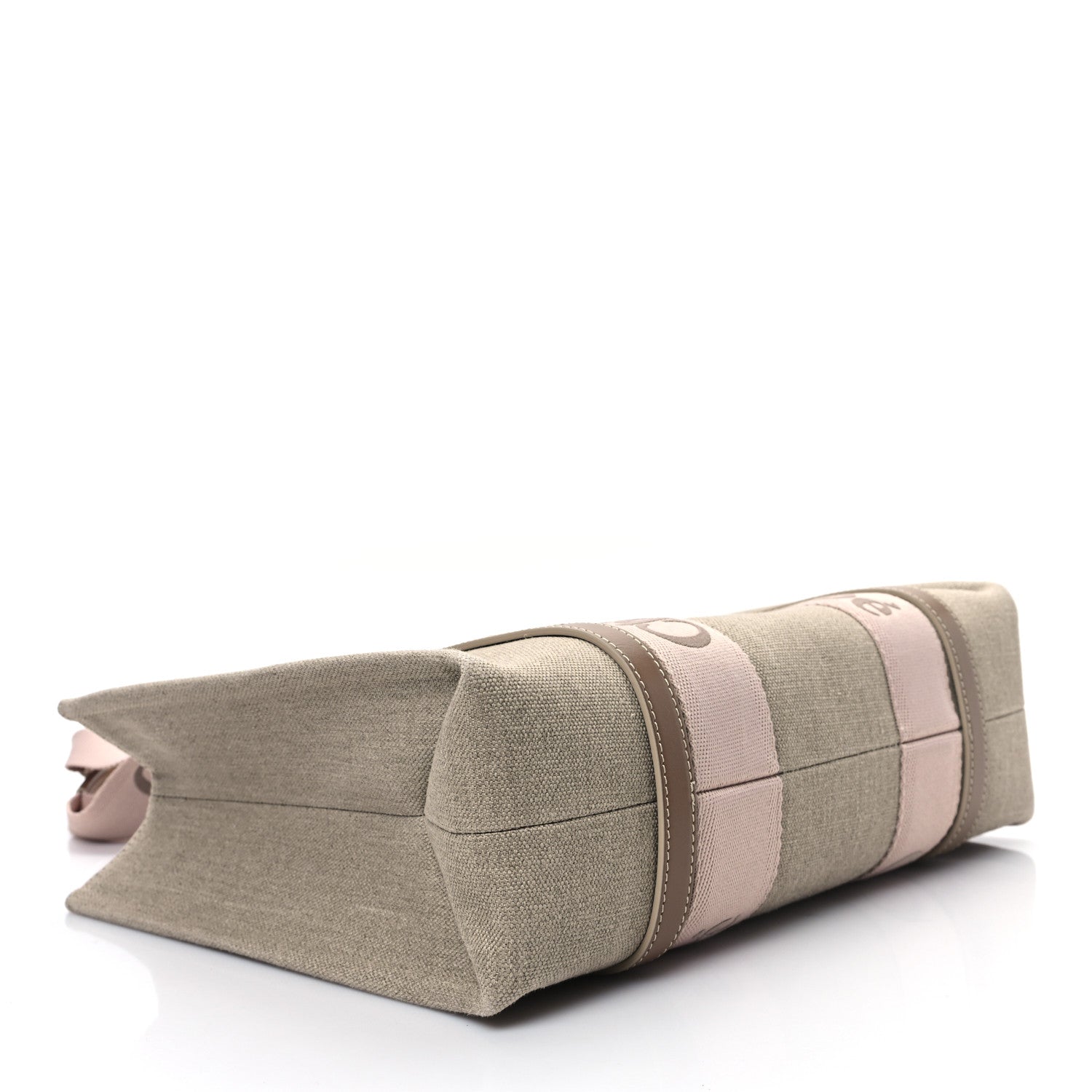 Chloe Linen Calfskin Medium Woody Ribbon Tote Blushy Beige 4 of 10