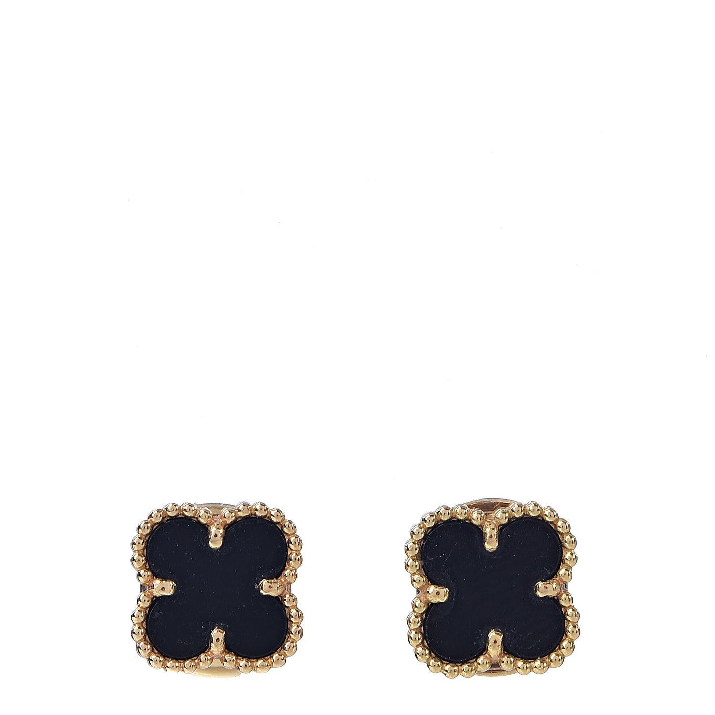 18K Yellow Gold Black Onyx Sweet Alhambra Earrings