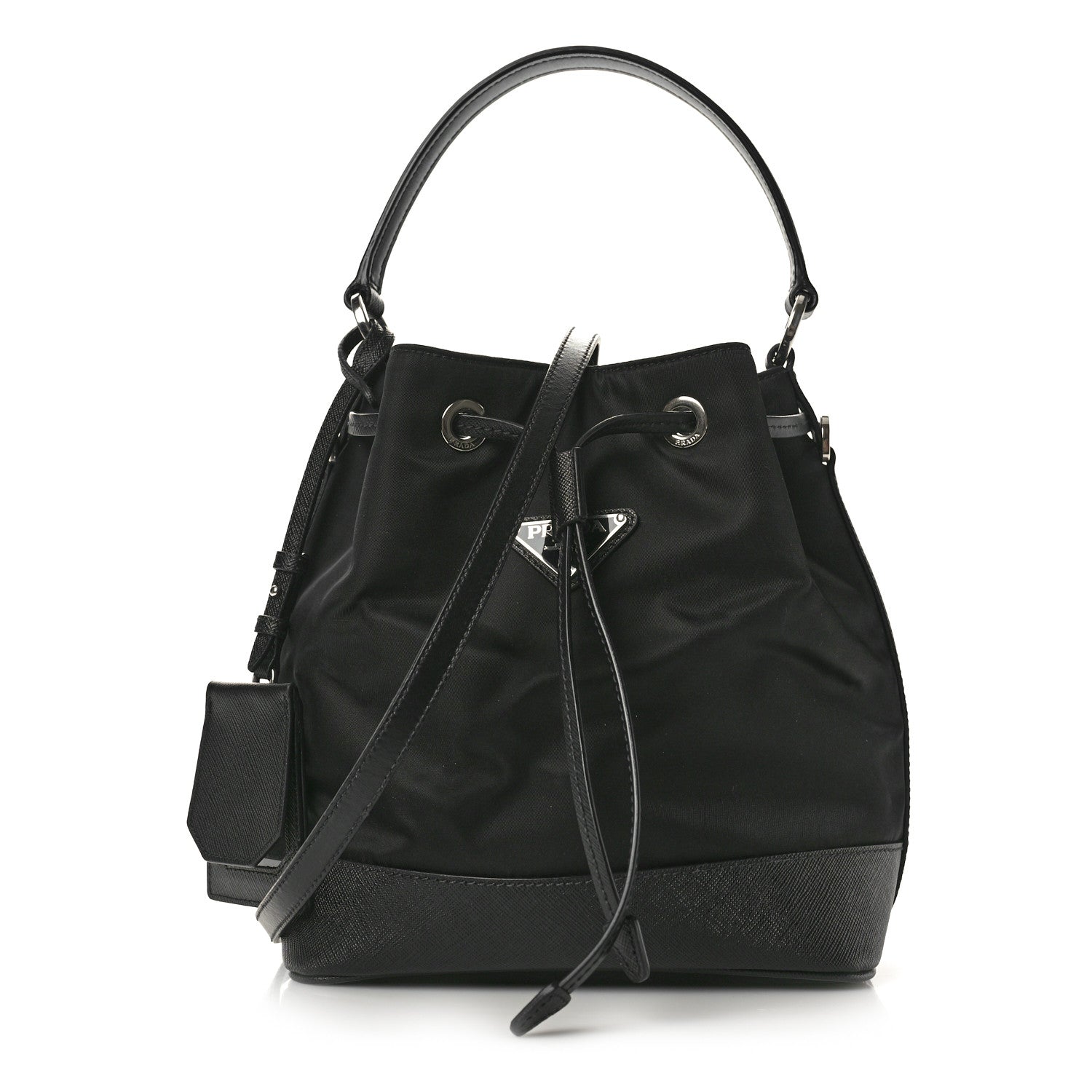 Prada Tessuto Nylon Saffiano Secchiello Bucket Bag Black 1 of 10