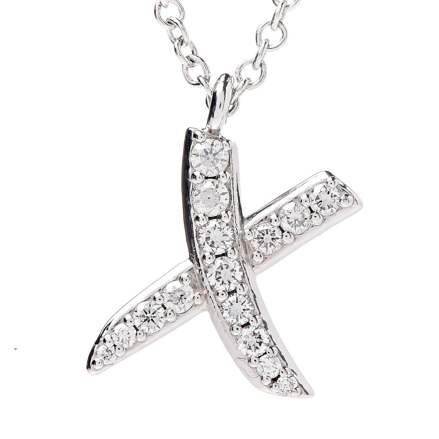 18K White Gold Diamond Paloma Picasso Graffiti X Pendant Necklace