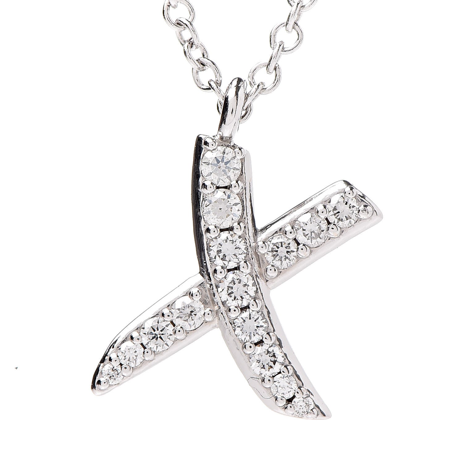 Tiffany 18K White Gold Diamond Paloma Picasso Graffiti X Pendant Necklace 4 of 7