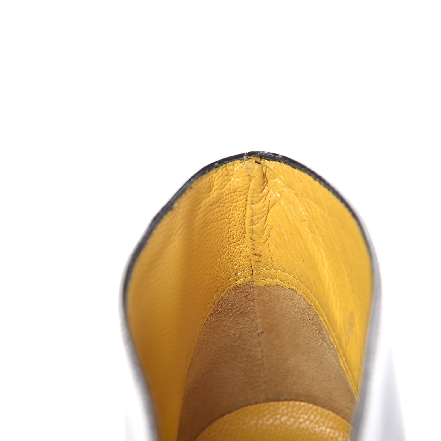 Saint Laurent Patent Paris Tribute 105 Platform Boots 38.5 Black Yellow 13 of 15