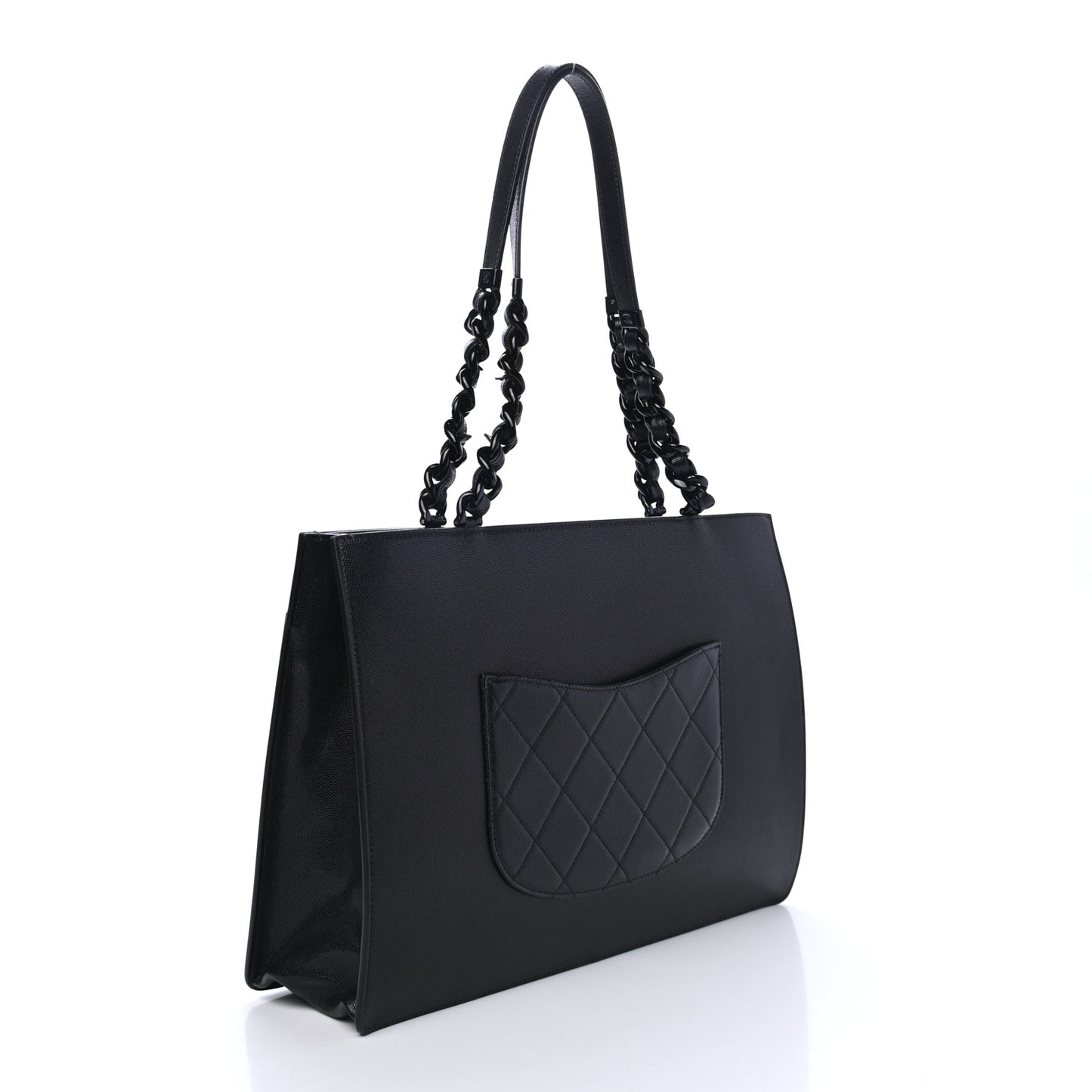 Caviar Quilted My Everything Large Shopping Tote Black