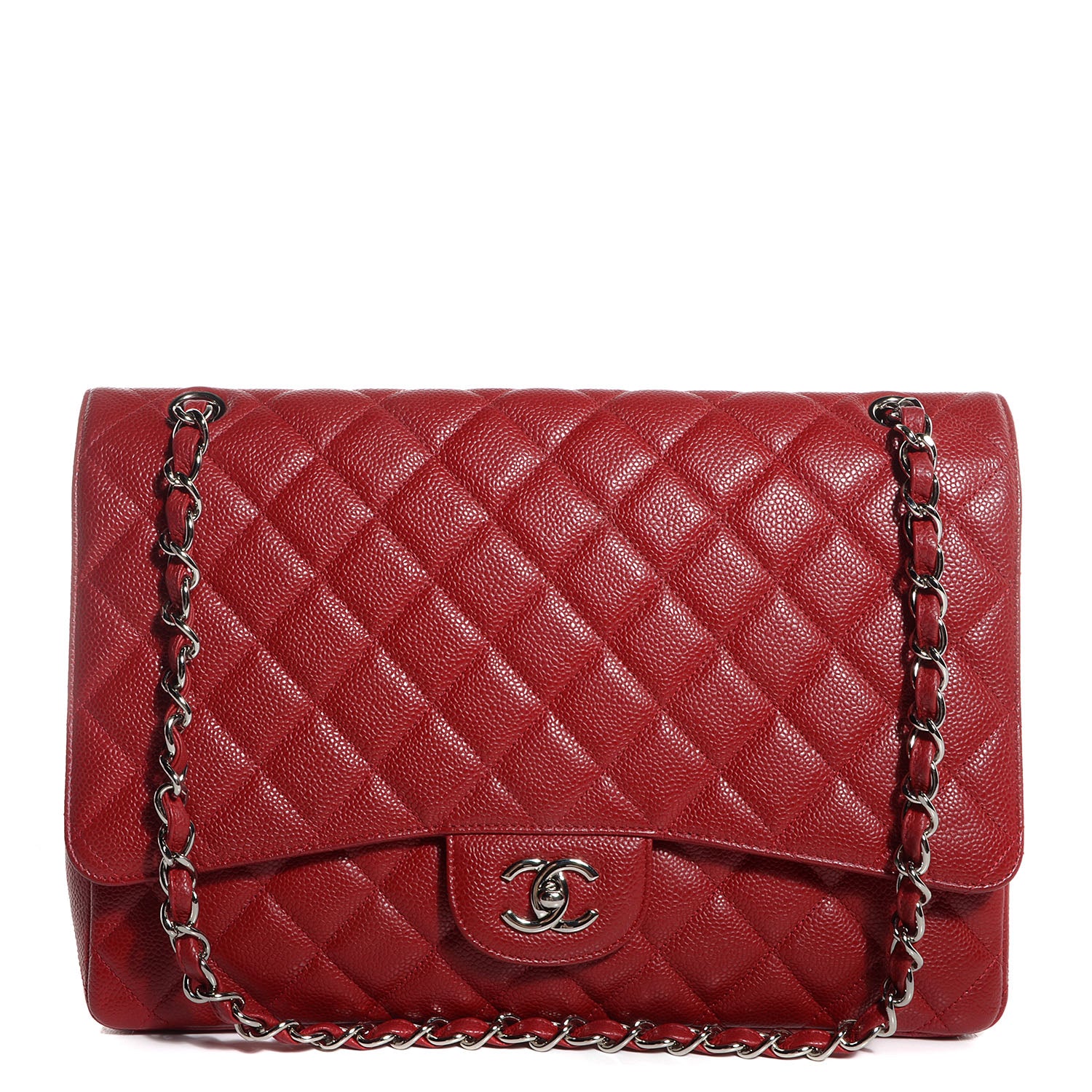 Chanel Caviar Maxi Single Flap Red 1 of 9