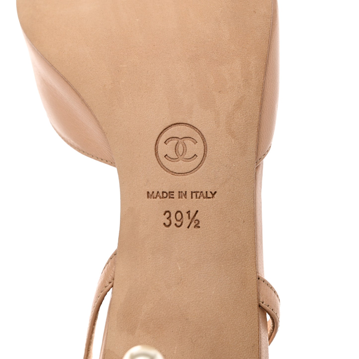 Lambskin Satin Cap Toe CC Slingback Heels 39.5 Beige Black