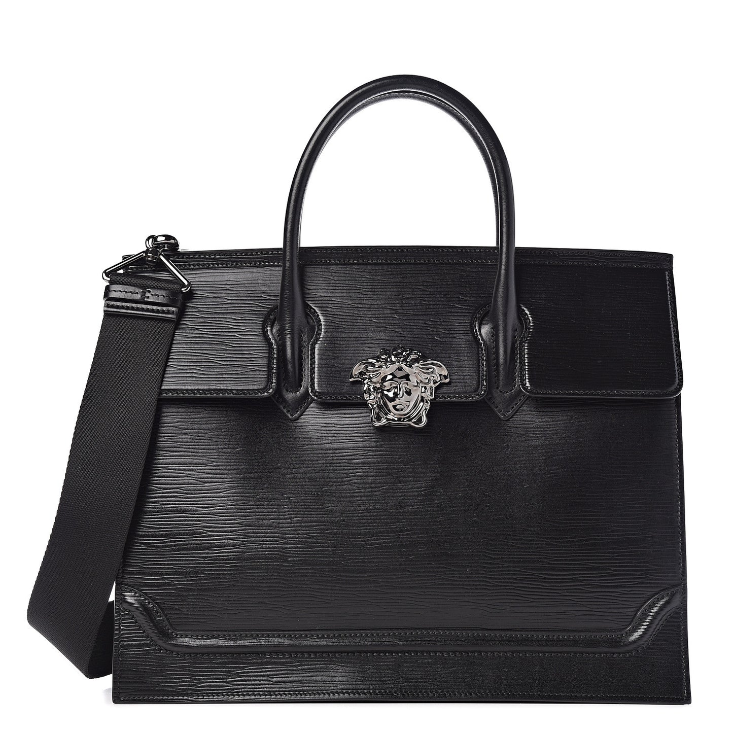 Legno Calfskin Palazzo Top Handle Briefcase Black