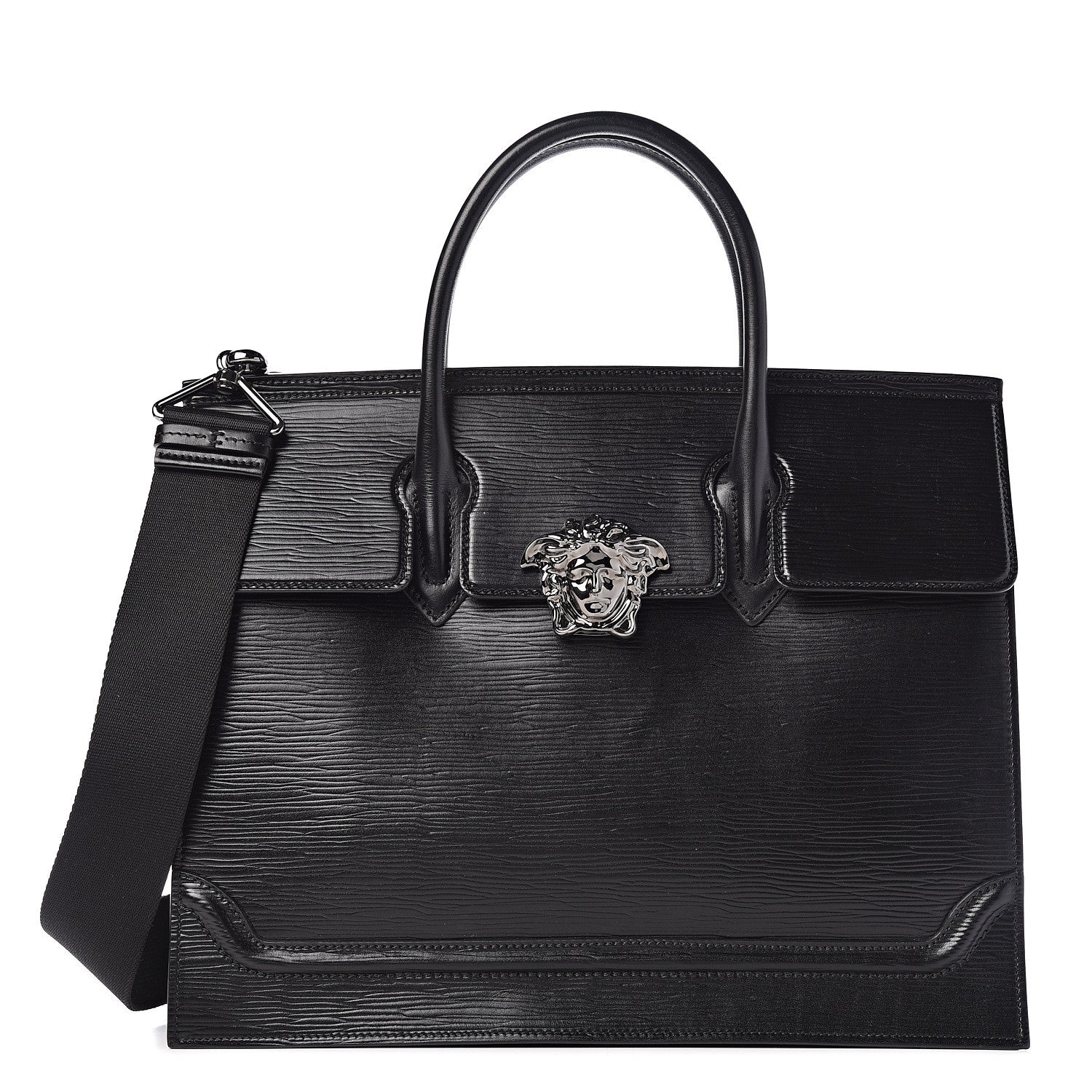 Versace Legno Calfskin Palazzo Top Handle Briefcase Black 1 of 9