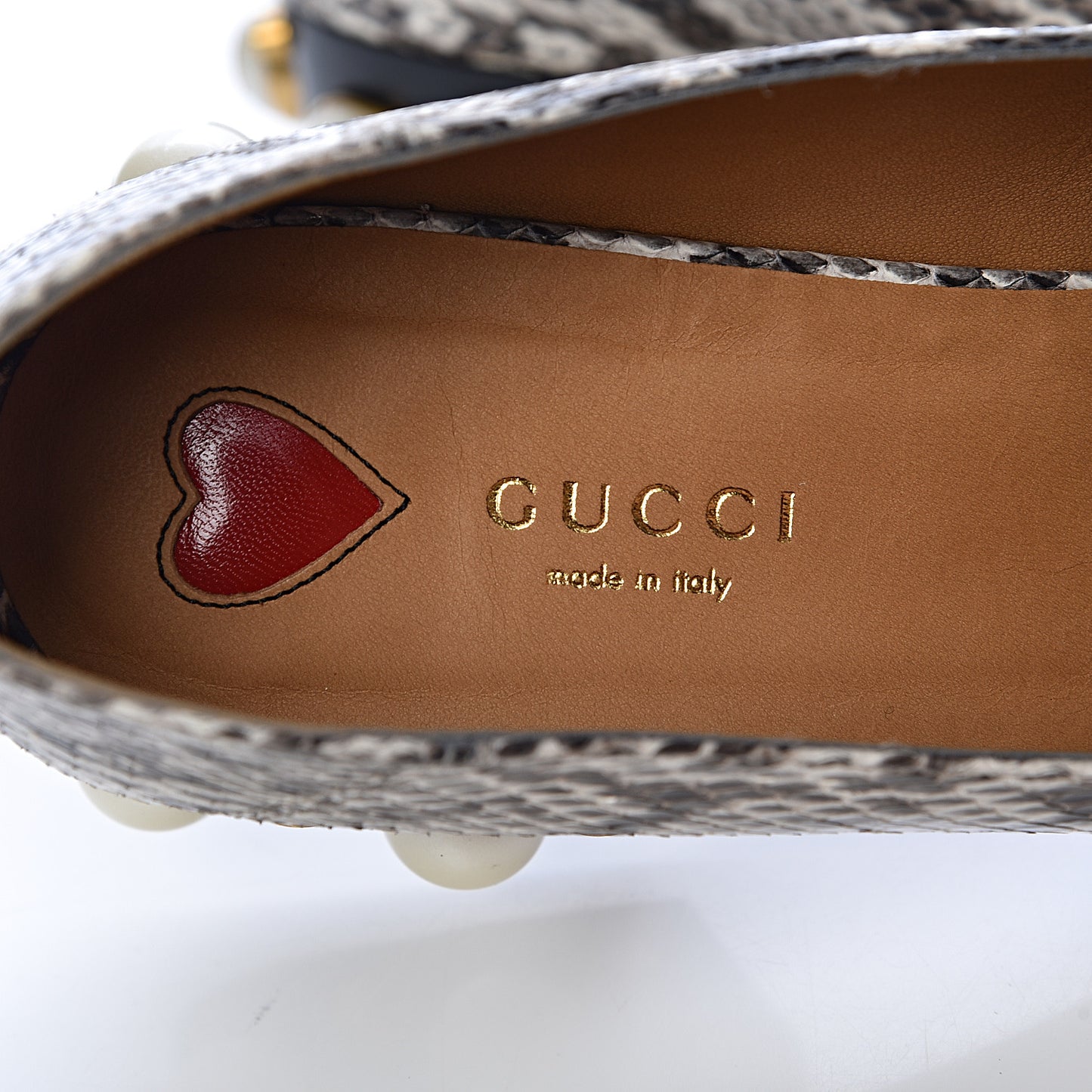 Elaphe Web Pearl Embellished Peyton Loafers 39 Roccia