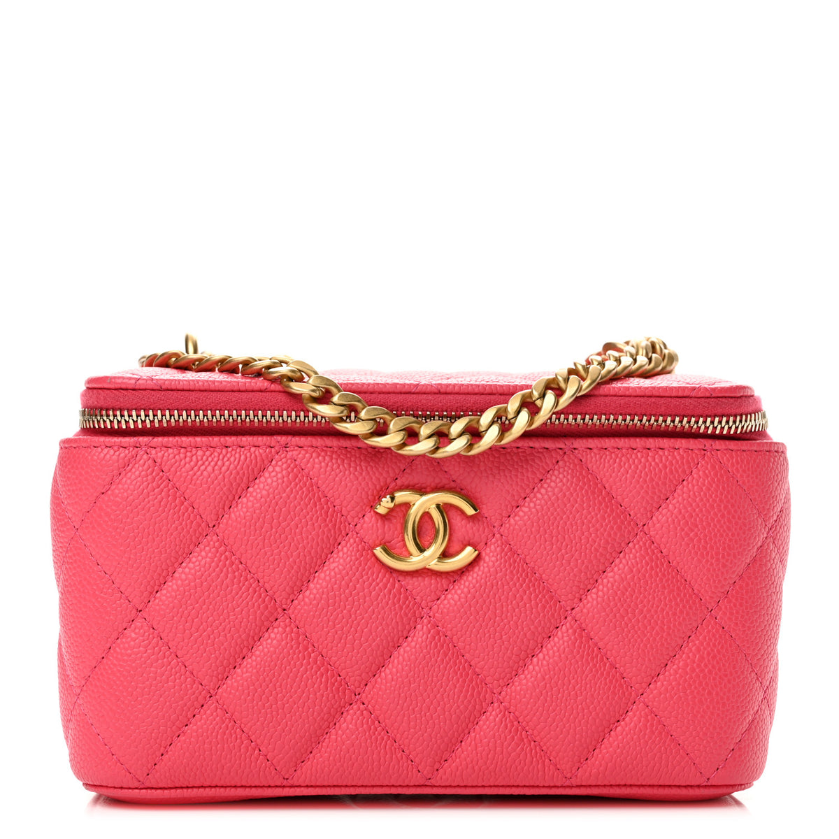 Caviar Quilted Sweetheart Vanity Case Pink
