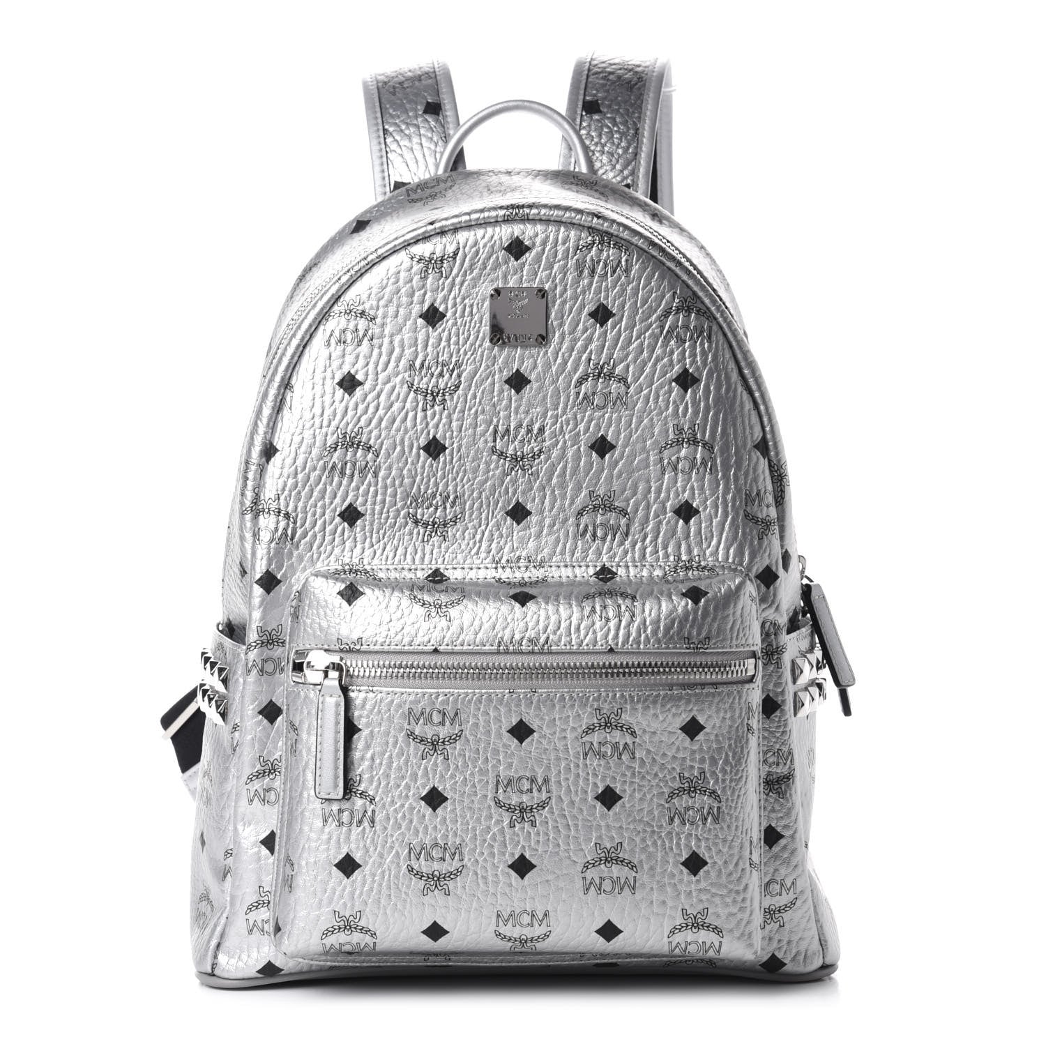 MCM Metallic Visetos Medium Side Stud Stark Backpack Berlin Silver 1 of 11