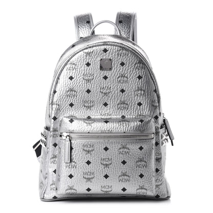 MCM Metallic Visetos Medium Side Stud Stark Backpack Berlin Silver 1 of 11