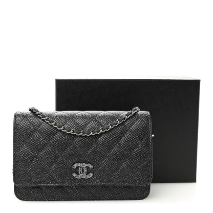 Chanel Glitter Calfskin Quilted Wallet on Chain WOC Black 12 of 12