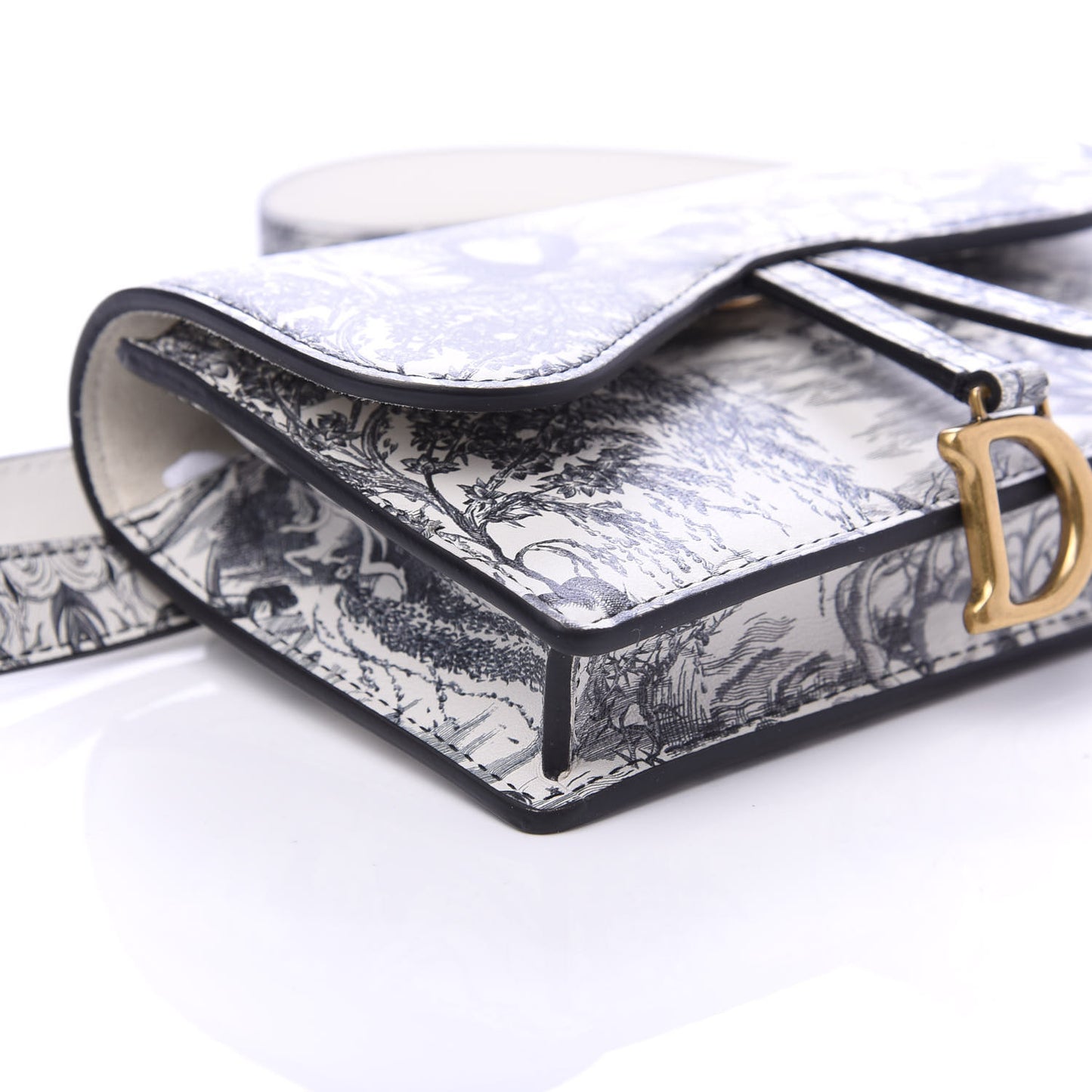 Calfskin Jardin Naturel Print Saddle Belt Bag Latte Multicolor