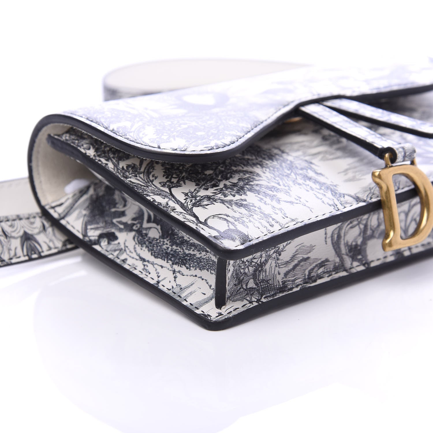 Christian Dior Calfskin Jardin Naturel Print Saddle Belt Bag Latte Multicolor 6 of 9