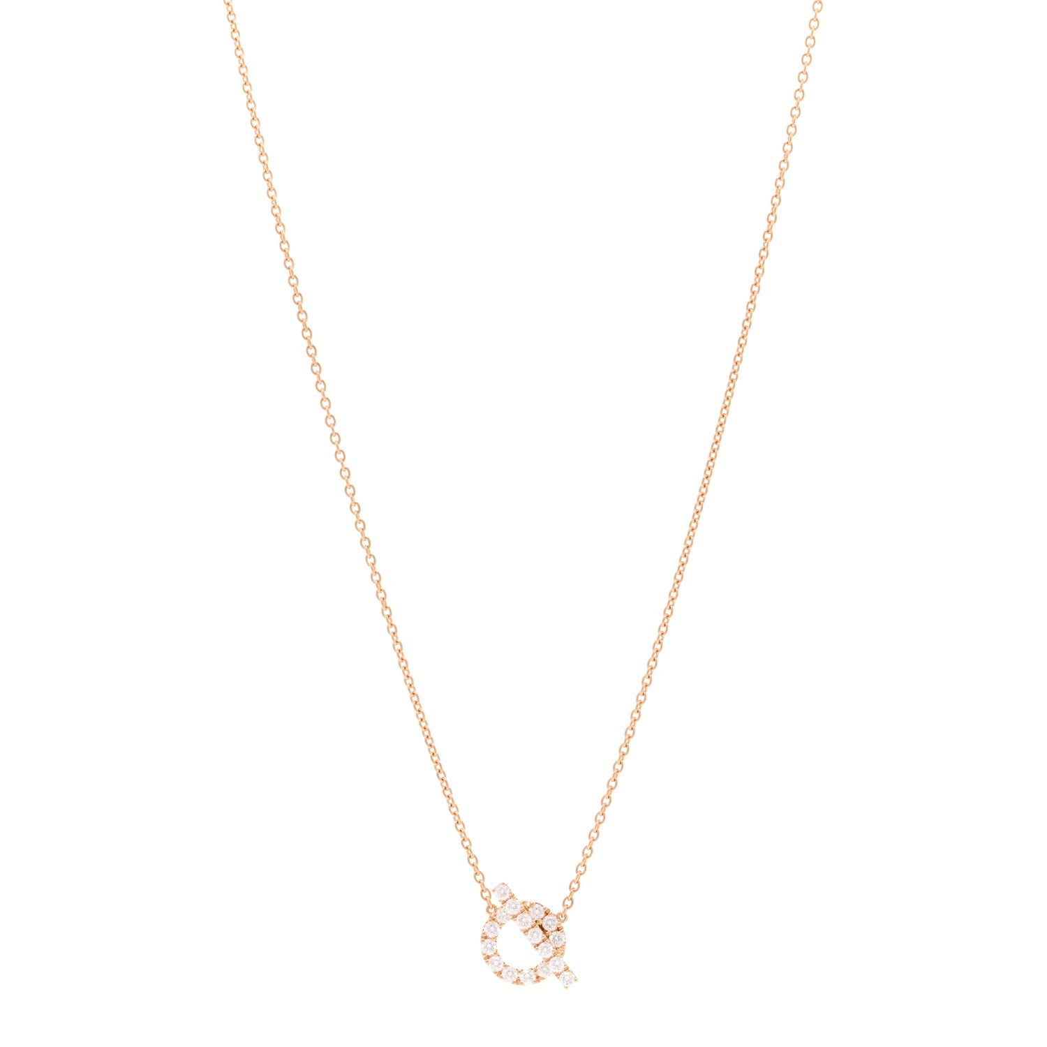 Hermes 18K Rose Gold Diamond Finesse Pendant Necklace 1 of 5