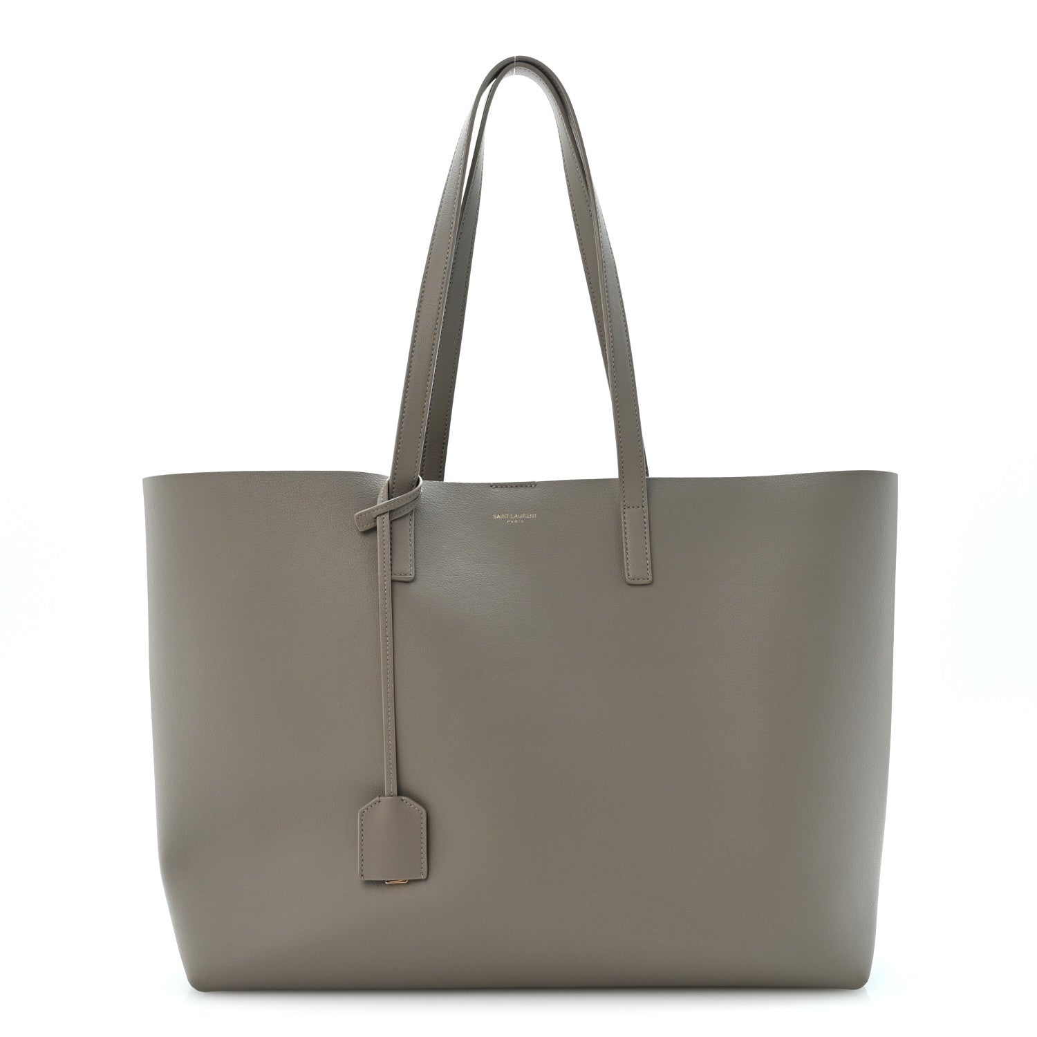 Saint Laurent Calfskin Large Shopping Tote Oyster Gray 1 of 12