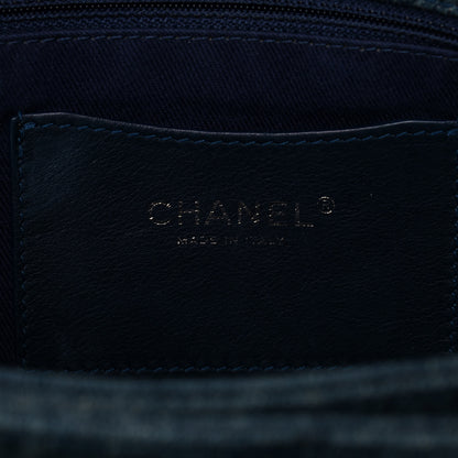 Chanel Denim Camellia Embroidered Large Just Mademoiselle Blue 6 of 11