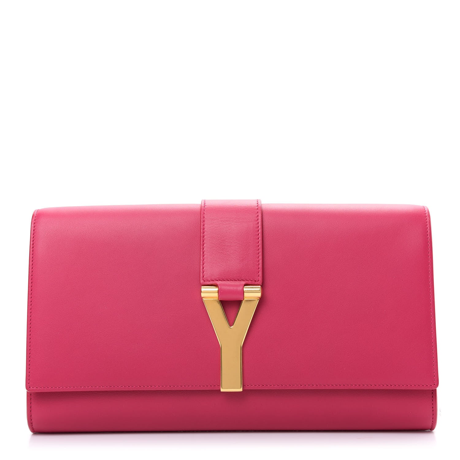 Saint Laurent Calfskin Classic Y Ligne Clutch Fuchsia 1 of 7
