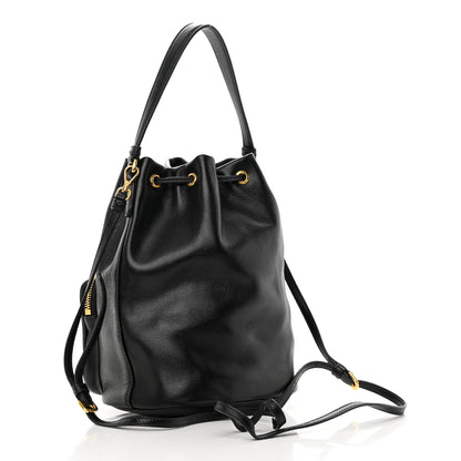 Prada Glace Calfskin Embossed Secchiello Bucket Bag Black 3 of 13