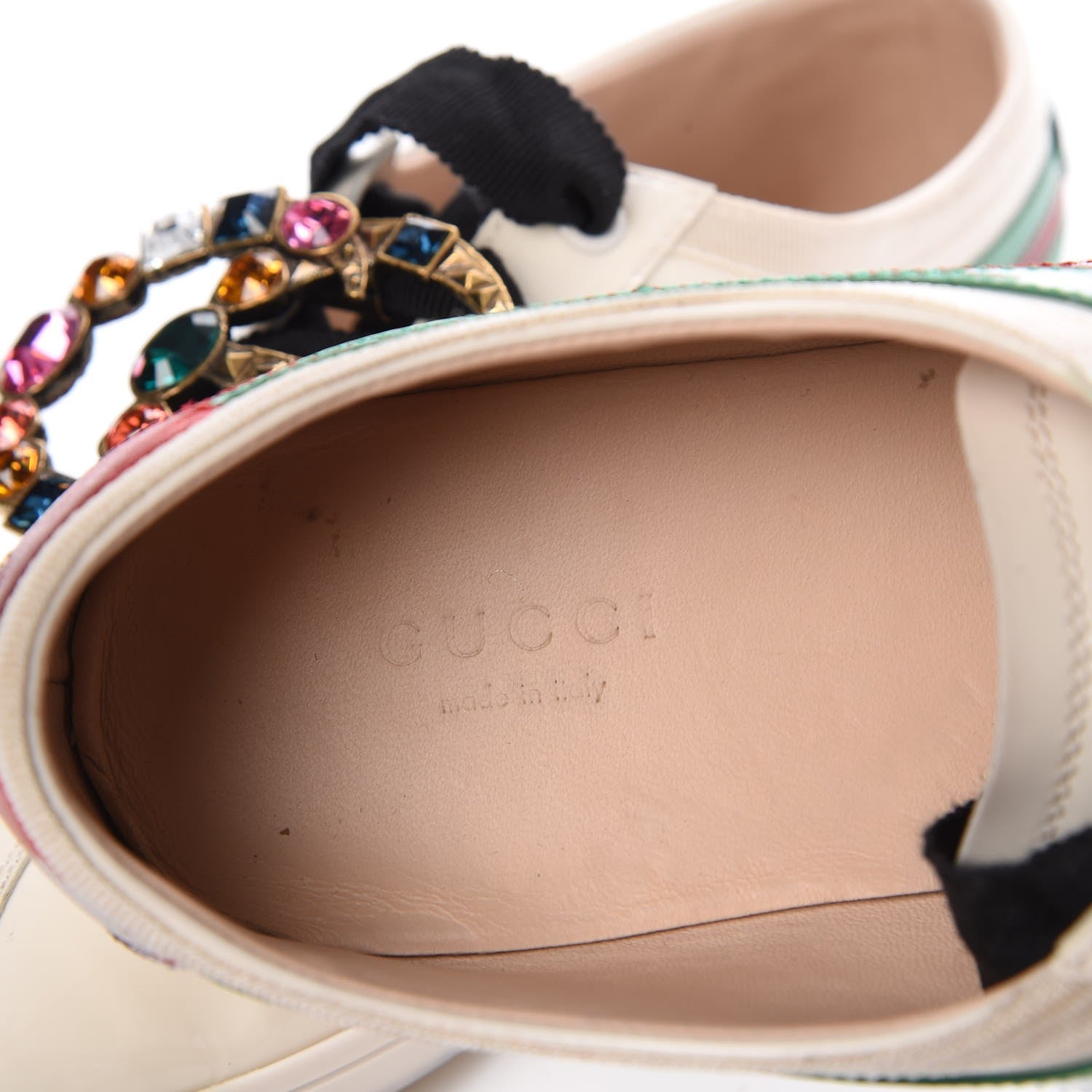Gucci Patent Crystal Web GG Womens Falacer Sneakers 39 Mystic White New Shamarock Red 8 of 18